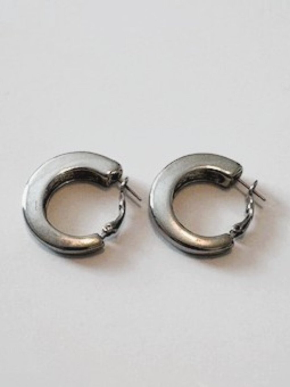 Express Silver Hoop Earrings with Lever-Back Hinged Closures - 1 Inch Diameter